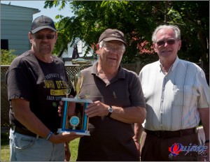 Best in Show Winner; Dave (Dodge Bros.) Grimmon presents Gerry Henden, PictonOnt. with trophy, Ken Taylor, Legion Branch 160.